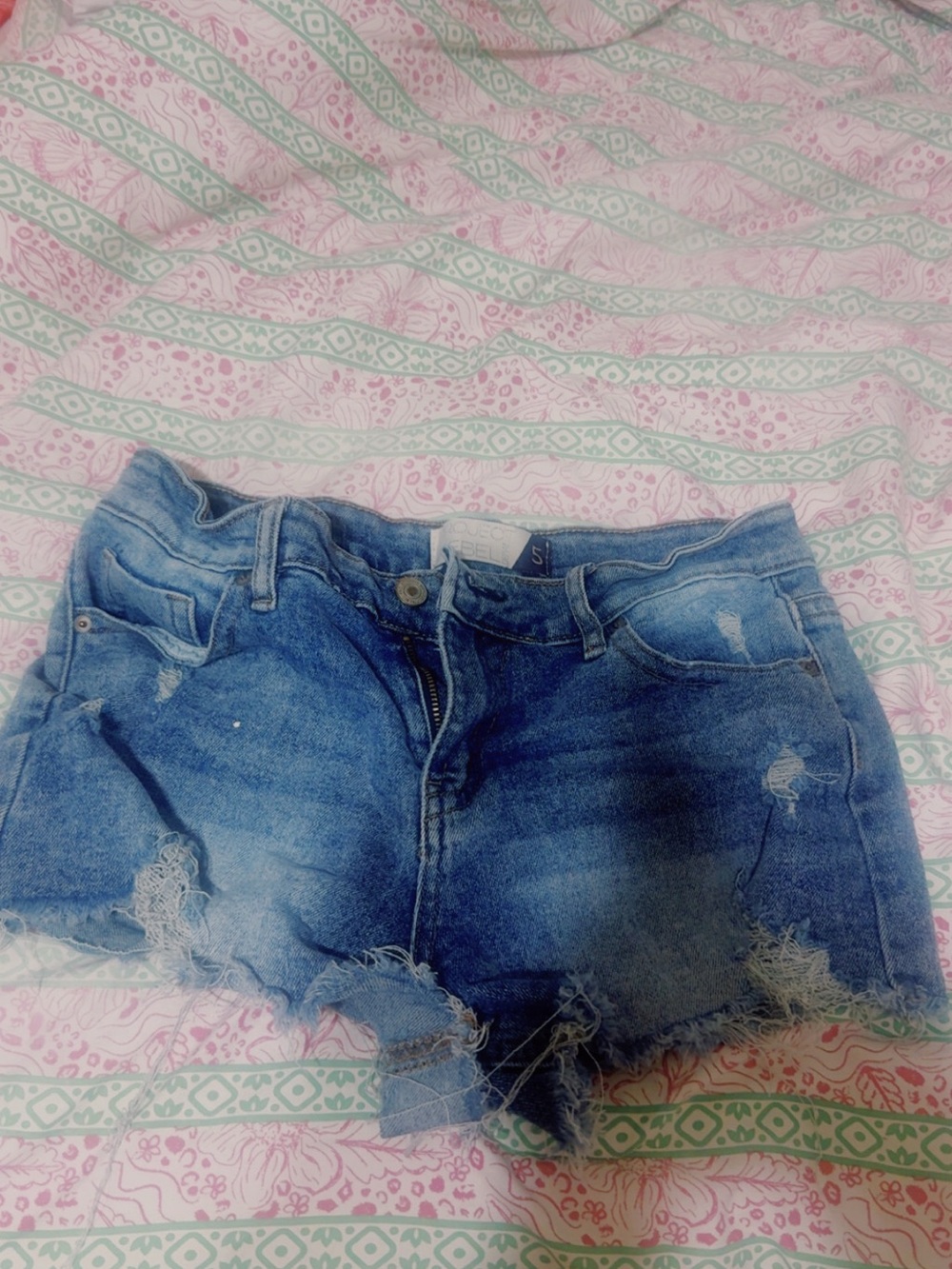Women’s Distressed Blue Denim Jean Shorts